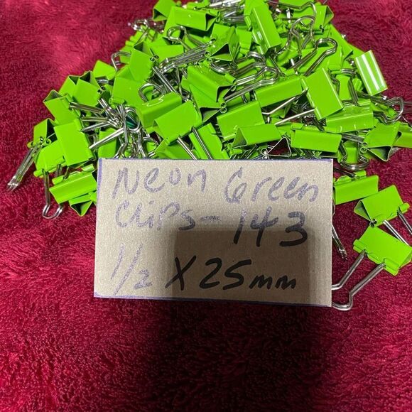 NEON GREEN MR.PEN 72 PC Green Home Office Binder Clamps, Preowned - Picture 2 of 2